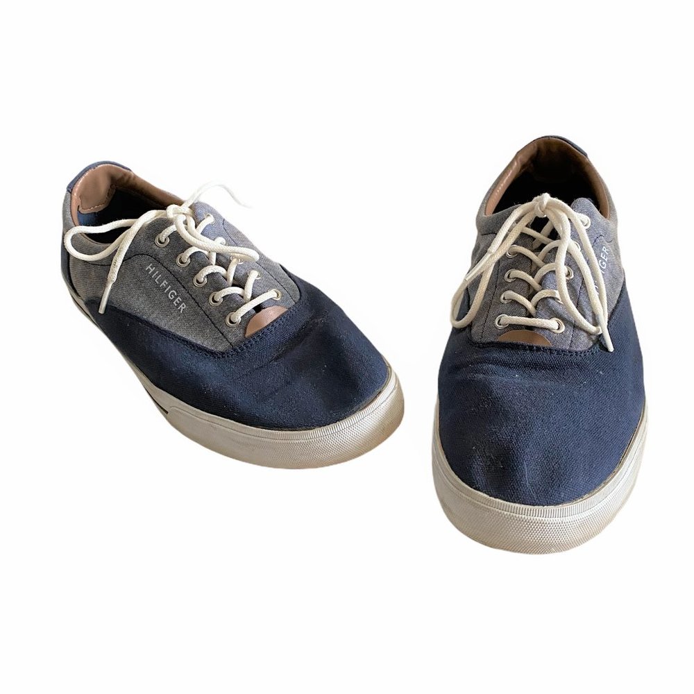 Tommy Hilfiger Men's Blue Gray Canvas Shoes
